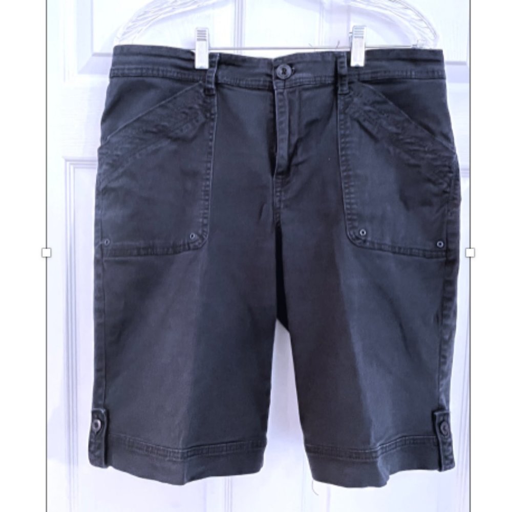Pre-owned Women's Calvin Klein Khaki Shorts, Navy, Size 12 Reg, Inseam 10"